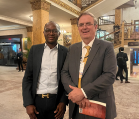 Ngosong Fonkem and Mexico’s minister of economics, Marcelo Ebrab at the 2026 G20 Trade Ministerial