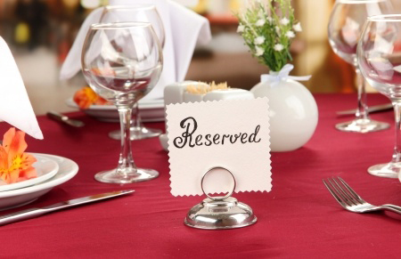 Reservation sign on table