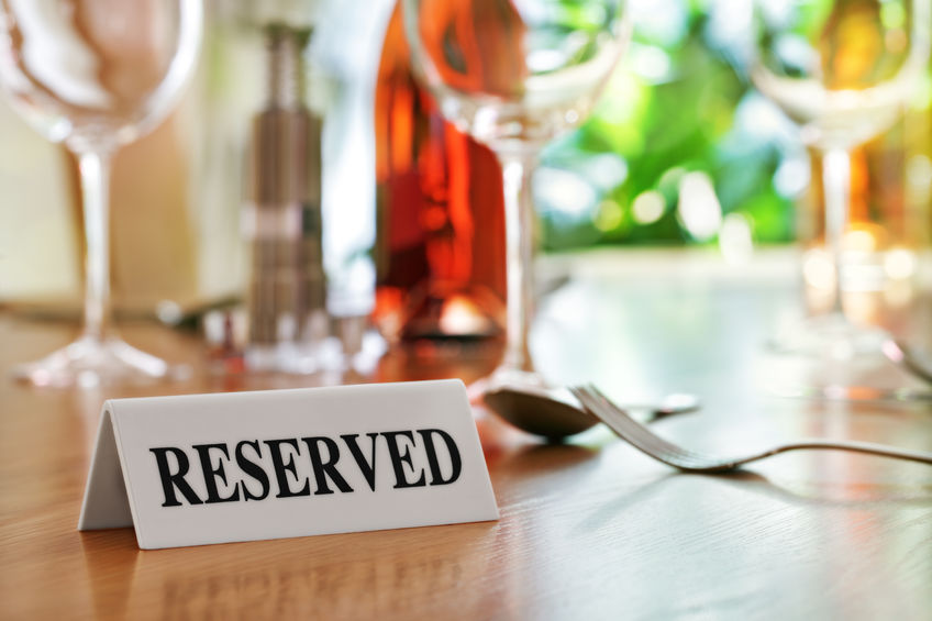 Reserved sign on a restaurant table